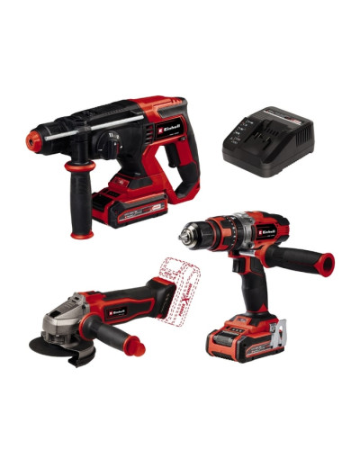 Набор аккумуляторных инструментов Einhell TE-TK 18/3 Li (CD+AG+HD), 2 акб 18V 3.0 Ah и з/у