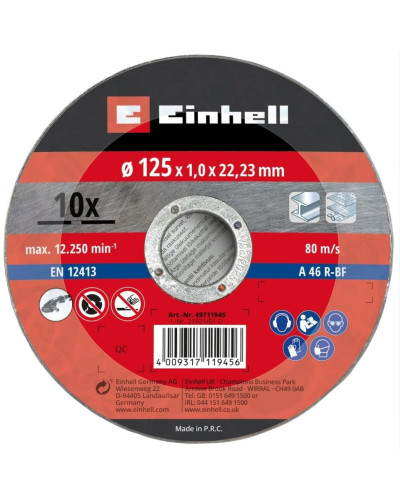 Диск отрезной по металлу Einhell 125х1.0х22.23 мм, 10 шт