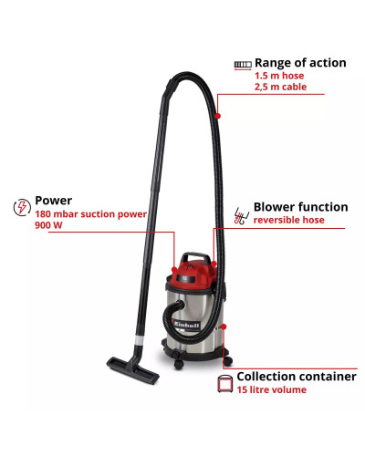 Пылесос для влажной и сухой уборки Einhell TC-VC 1540 S