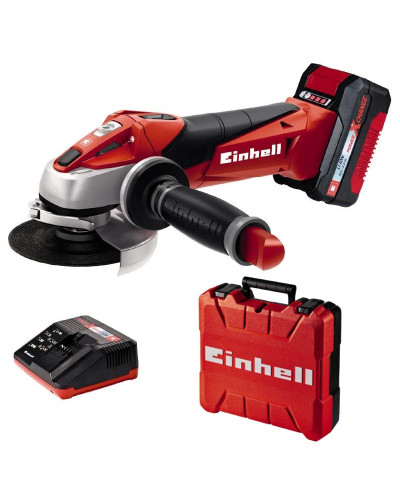 Аккумуляторная угловая шлифмашина Einhell TE-AG 18/115 Li Kit, 1 акб X-Change 18 V 3 Ah, з/у в кейсе