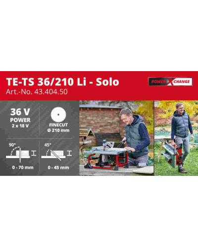 Аккумуляторная циркулярная пила Einhell TE-TS 36/210 Li-Solo New, без акб